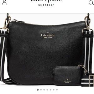 ♠️Kate Spade Rosie Large Leather Messenger Crossbody Bag Black NWT